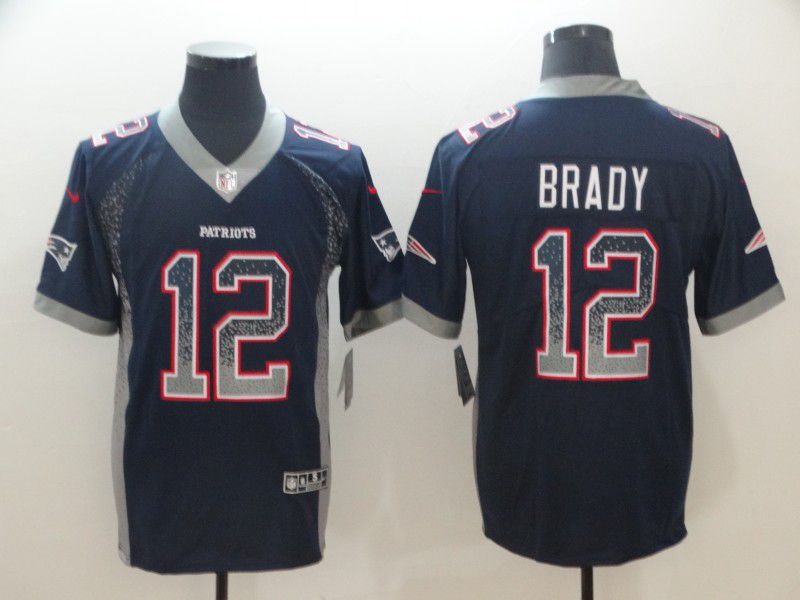 Men New England Patriots 12 Brady Blue Nike Drift Fashion Limited NFL Jersey
